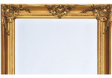Miroir Baroque Mural Argenté 180x80 Cm - Style Antique Avec Facettes, Cadre Bois, Décoration élégante